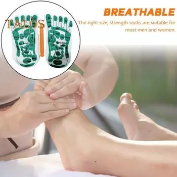 1 комплект носков с акупунктурными точками и массажной палочкой Serenity Steps, разборчивые акупунктурные точки ног, эластичный массаж с принтом для улучшения кровообращения, здоровье начинающих чёрный