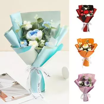 1 комплект новогодних подарков креативные искусственные цветы ручная работа крючком пряжа пуховый букет роз подарок на день святого валентина день рождения розовый