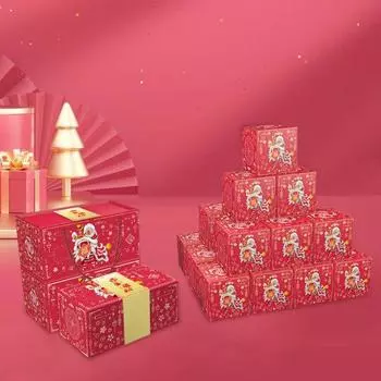 1 комплект, новогодняя подарочная коробка, подарочный пакет, плотная бумага, многоразовый складной подарок для денег, подарочная упаковка-сюрприз, упаковочная коробка, комплект сумок, принадлежности для вечеринок 16pcs