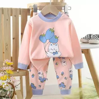 1 комплект новых осенних костюмов для мальчиков с длинными рукавами и брюками, модный красивый мультяшный динозавр-медведь 73 синий