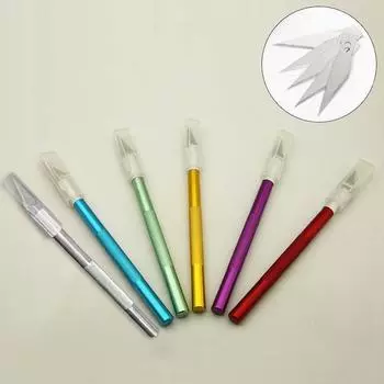 1 комплект, нож-скальпель с металлической ручкой + 5 шт. лезвий, резак для бумаги, ножи для рукоделия, ножи для рукоделия, резак для рукоделия Style 2