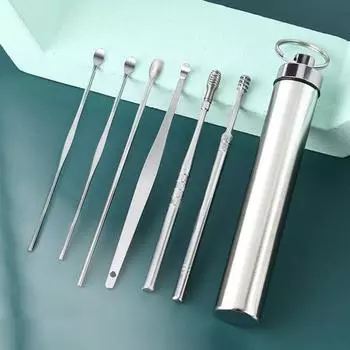 1 комплект, очиститель ушной серы, многоразовый, полированная поверхность, профессиональный спиральный инструмент для удаления ушной серы, набор инструментов для чистки ушей серебряный