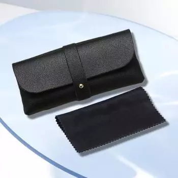 1 комплект очков, коробка для хранения с салфеткой для протирки, чехол для солнцезащитных очков из искусственной кожи, переносной чехол для очков для женщин и мужчин, футляры для хранения очков чёрный