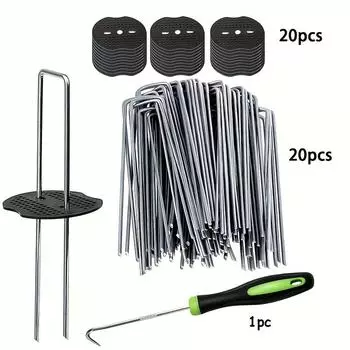 1 комплект оцинкованных стальных гвоздей для заземления U-образной формы, гвозди для наружного газона, гвозди для газона, гвозди для тепличного сада, гвозди для фиксации пластиковой пленки 1Set