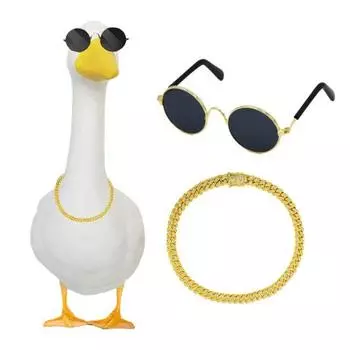 1 комплект одежды для газонного гуся, хип-хоп, ожерелье со стразами, винтажные солнцезащитные очки для улицы и двора