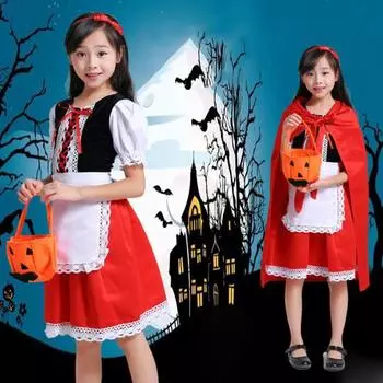 1 комплект одежды для Хэллоуина, забавное, милое, удобное, красивое, декоративное, из полиэстера, праздничная одежда, косплей, платье с Красной Шапочкой, подарок на день рождения 170cm красный