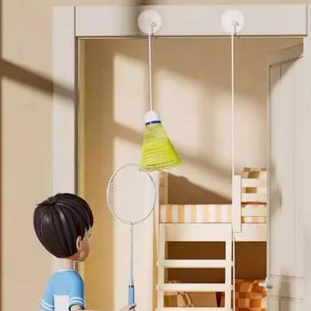 1 комплект, одиночный тренажер для бадминтона, потолочное крепление для дома, для детей, взрослых, для начинающих, для одного игрока, эластичное светящееся оборудование для тренировок по бадминтону, для самостоятельной практики синий