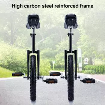 1 комплект одноколесного велосипеда с колесами 16/18/20/24 дюйма, стальным ободом, регулируемым по высоте одноколесным велосипедом для взрослых начинающих, для тренировок по равновесию и шоу талантов 16inch чёрный