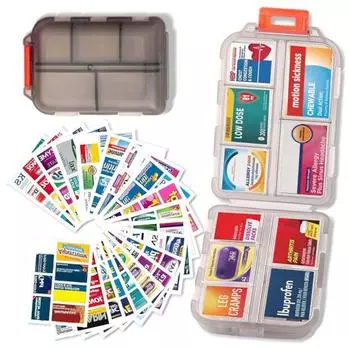 1 комплект органайзера для таблеток с 147 этикетками, водонепроницаемый, пылезащитный, с несколькими отделениями, портативный ящик для хранения планшетов серый