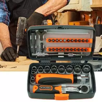 1 комплект отверток с храповым механизмом 38 в 1, набор точных износостойких металлических высокопрочных отверток высокой твердости для дома серый