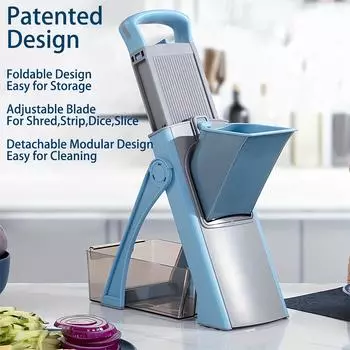 1 комплект, овощерезка, многофункциональная овощерезка, ручная терка для еды, зачистка и нарезка кубиками, терка для овощей, резак с контейнером синий