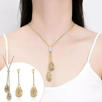 1 комплект, ожерелье, полая подвеска в форме капли воды, роскошный элегантный подарок, гипоаллергенное ожерелье на ключицу золотистый