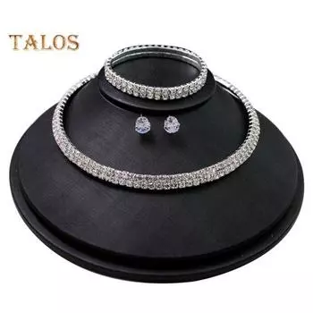 1 комплект ожерелье серьги комплект ожерелье со стразами кисточки серьги выпускной свадьба вечеринка невесты симметричные висячие серьги официальные случаи комплект украшений на шею M