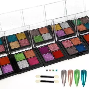 1 комплект палитры с блестками, нежная текстура, многоцелевая, 4 цвета, палитра пудры для дизайна ногтей