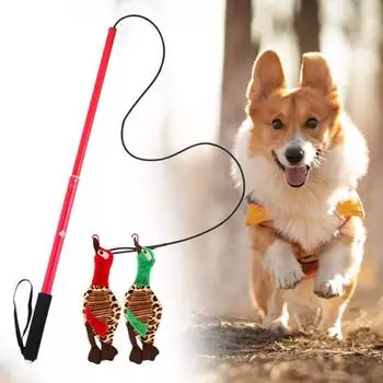 1 комплект палочки для флирта для собак, выдвижная сверхмощная эластичная нескользящая тренировочная тренировочная палка с зубцами L красный