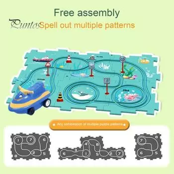 1 комплект пазлов для детей, игрушечный трек-машинка, обучающая дорожная головоломка, логическая головоломка, настольная игра для дошкольников, обучающая дорожка, настольная игра для мальчиков A