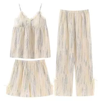 1 комплект пижамы-слинга для женщин без рукавов летняя домашняя одежда с принтом тай-дай и нагрудной подкладкой M