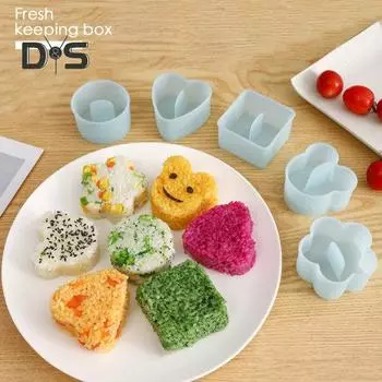 1 комплект пластиковой формы для риса, не содержащей BPA, специальная форма для рисовых шариков Bento, пресс-форма синий