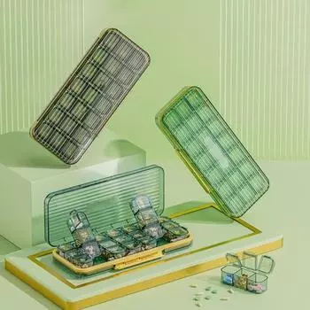 1 комплект пластиковых еженедельных таблеток в коробке, водонепроницаемый, практичный, на неделю, 21 сетка, дозатор таблеток утром, днем, вечером зелёный