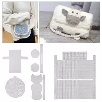 1 комплект пластиковых вязальных принадлежностей, сетчатая пластина, вязаная деталь, вспомогательный материал для ткачества, ткацкие сумки, тканый материал, сделай сам, белая сетчатая крышка