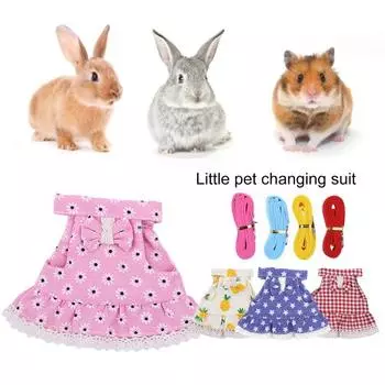 1 комплект, платье для домашних животных, кружевной регулируемый поводок с бантом для хомяка, поводок для платья M розовый