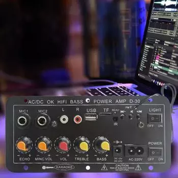 1 комплект платы усилителя 220, совместимой с Bluetooth 4,2, с FM-радио, сабвуфером, индикатором включения V, поддержкой микрофона EU Plug