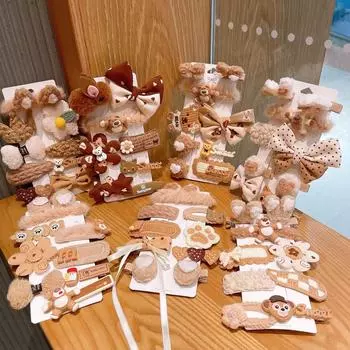 1 комплект, плюшевые заколки с фруктами и бантом для девочек, милые заколки для волос, модные повязки на голову, аксессуары для волос, заколки для волос для детей