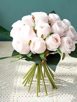 1 комплект поддельных роз, искусственный шелковый цветок, 18 головок, букет роз для свадьбы, украшение дома, свадебный букет красный