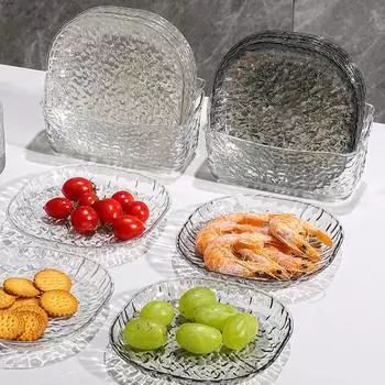 1 комплект подносов для закусок прозрачная тарелка для конфет ледниковый узорчатый стол мусорный контейнер ретро вертел кости тарелки легкая роскошь бытовая серебряный
