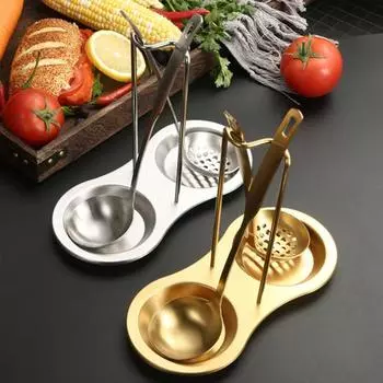 1 комплект подставки для ложек из нержавеющей стали, вертикальная подставка для ложек, прочная настольная подставка для ложек с ложкой для кухни, ресторана Single серебряный