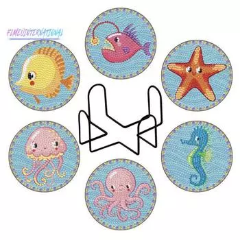 1 комплект подставки для рисования из искусственного алмаза 5D тематические наборы для рисования искусственными алмазами в океане морские животные набор подставок для алмазной живописи с держателем 1 Set