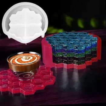 1 комплект подставок под стакан в виде сот, креативный гибкий нелипкий многоразовый круглый поднос, аксессуары для самостоятельного изготовления, силиконовая форма для подставки под стакан из смолы