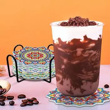 1 комплект подставок с алмазной росписью, изящная защита стола от царапин, креативный узор, подставка своими руками A