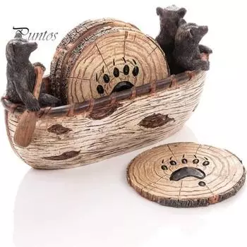 1 комплект подставок с подставкой для каноэ Black Bear, держатель для сковороды из смолы ручной работы, термостойкая подставка под стакан, коврик для украшения дома в фермерском стиле чёрный