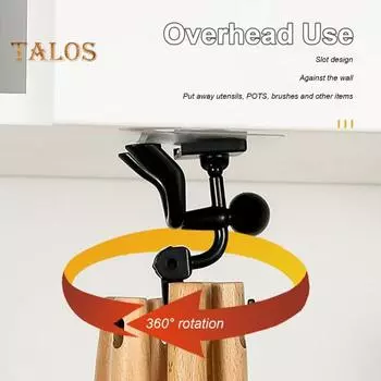 1 комплект подвесного крючка, настенный вращающийся крючок для вешалки с 6 крючками, самоклеящийся крючок для хранения без перфорации для кухни, ванной комнаты белый