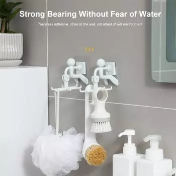 1 комплект подвесного крючка, настенный вращающийся крючок для вешалки с 6 крючками, самоклеящийся крючок для хранения без перфорации для кухни, ванной комнаты белый