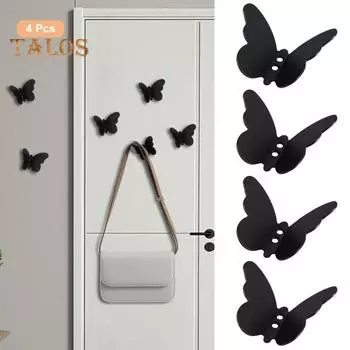 1 комплект, подвесной крючок, прочный, несущий, компактный, перфорированный, большой крючок для хранения в форме бабочки, дверная полка, бытовые принадлежности серебряный