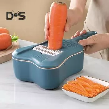 1 комплект подвесной овощерезки с несколькими лезвиями, полезная терка для моркови, огурца, чеснока синий