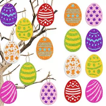 1 комплект, подвесные подвески в виде разноцветных яиц на Пасху, мультяшный кролик, пасхальный кролик, цыпленок, бирки, декор для счастливой пасхальной вечеринки на 2024 год