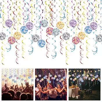 1 комплект подвесных завитков в стиле диско, ностальгические подвесные завитки в стиле диско, подвесные декоры для взрослых, потолочные декоры для ночных клубов