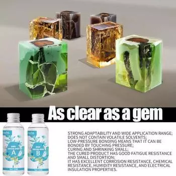 1 комплект, полезное, не желтеющее самовыравнивающееся жидкое прозрачное покрытие, набор эпоксидной смолы «сделай сам», AB для литья речных столов прозрачный
