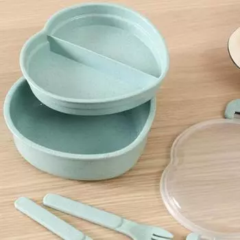 1 комплект полезных устойчивых к защемлению тарелок, пластиковый двухслойный ланч-бокс с вилкой, ложкой, товары для дома бежевый