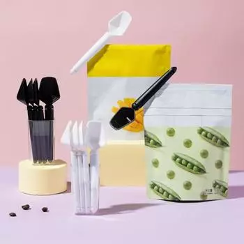 1 комплект, полезный количественный уплотнитель для свежести, одноцветный, 2-в-1, мерная ложка для кофейных зерен, уплотнительный зажим, кухонный инструмент, ложка для еды белый