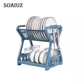 1 комплект полки для хранения двухслойной посуды, кухонные принадлежности, практичная, простая установка, стойка для сушки посуды для столовой A абрикосовый