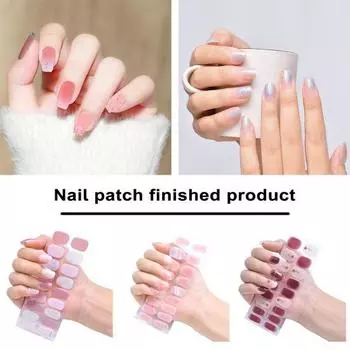 1 комплект, полные обертывания для ногтей, полоски для лака для ногтей, самоклеящиеся стильные узоры, полузатвердевшие гелевые полоски для педикюра, наклейки для дизайна ногтей
