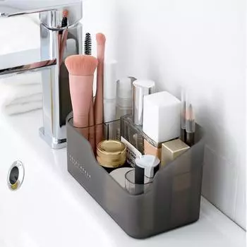 1 комплект, полупрозрачная косметическая коробка, антидеформированный АБС-пластик, канцелярские принадлежности, ручка, лоток для хранения макияжа для шкафа белый