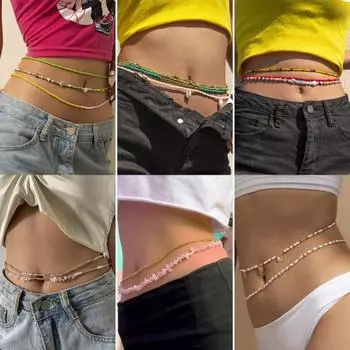 1 комплект поясных цепочек с бисером и ракушками, кулон, ювелирные изделия ручной работы из искусственного жемчуга