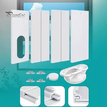 1 комплект портативного комплекта уплотнителей для окон кондиционера, термостойкая армированная пластина из ПВХ, раздвижное окно, регулируемый набор вентиляционных отверстий переменного тока белый