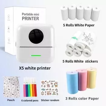 1 комплект портативного мини-карманного принтера только для английского языка, беспроводной BT термопринтер для фотографий, заметок об ошибках, памяток, термопринтер 1 set белый