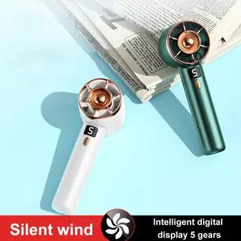 1 комплект портативного вентилятора, зарядка через USB, 5 передач, объемное выходное отверстие для воздуха, спиральные лопасти вентилятора, высокая скорость вращения, цифровой дисплей, бесшумный карманный вентилятор, питание для общежития синий